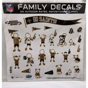 NFL New Orleans Saints Family Decals 25pc Set Vinyl Window Stickers Car Home